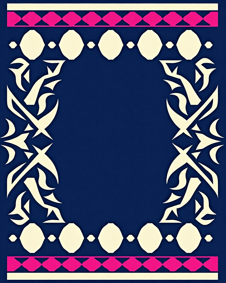 Bold Geometric Ivory Pink Pattern Rug