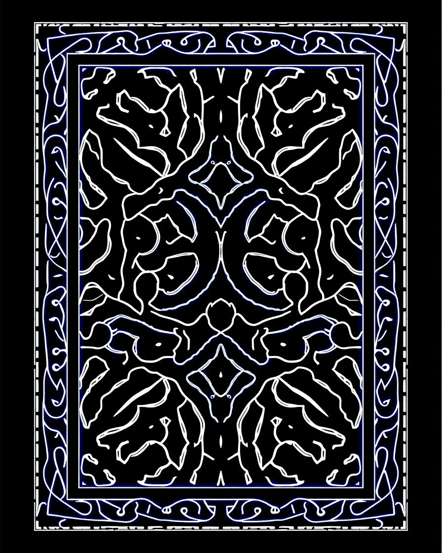 Elegant Black Abstract Organic Pattern Rug