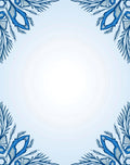 Cool Blue Floral Corner Medallion Rug