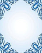 Cool Blue Floral Corner Medallion Rug