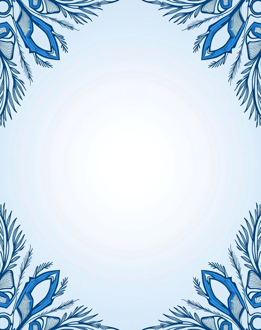 Cool Blue Floral Corner Medallion Rug