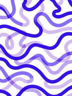 Abstract Blue Wavy Line Design Rug