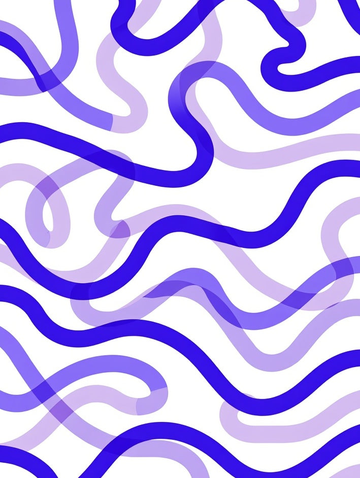 Abstract Blue Wavy Line Design Rug