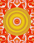 Bold Retro Sunburst Damask Rug