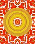 Bold Retro Sunburst Damask Rug