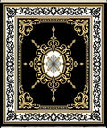 Elegant Black Gold Floral Ornament Rug