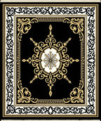 Elegant Black Gold Floral Ornament Rug