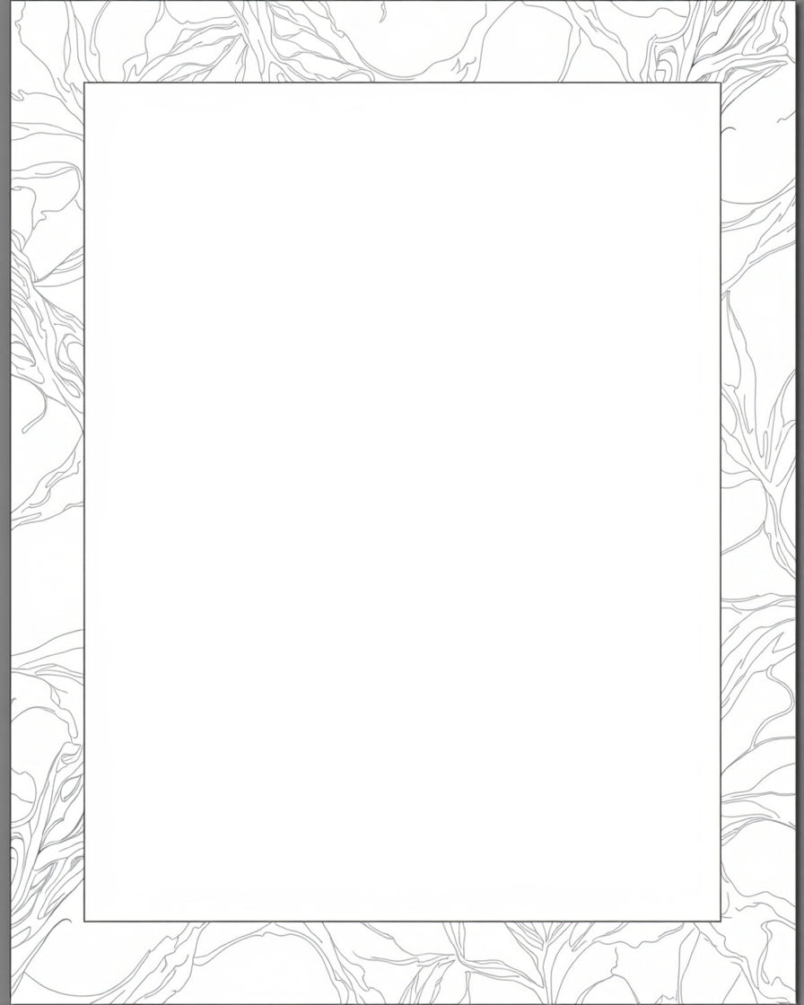 Organic Leaf Outline Border Rug