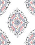 Pink Gray White Floral Mandala Pattern Rug
