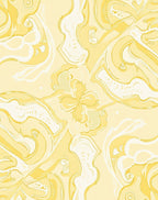 Sunny Yellow Abstract Swirl Pattern Rug