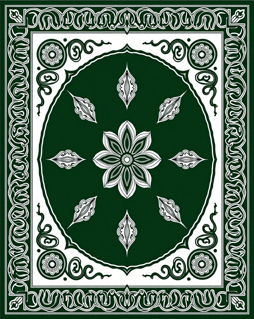 Ornate Floral Medallion Pattern Rug