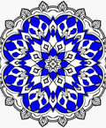 Radiant Blue Mandala Geometric Design Rug