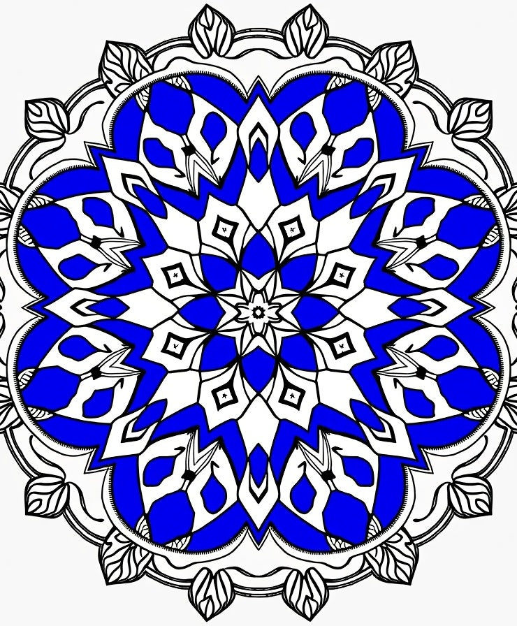 Radiant Blue Mandala Geometric Design Rug