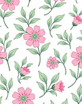 Pink Floral And Green Leaf Pattern Rug