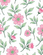 Pink Floral And Green Leaf Pattern Rug