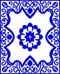 Bold Blue Floral Medallion Design Rug