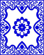 Bold Blue Floral Medallion Design Rug