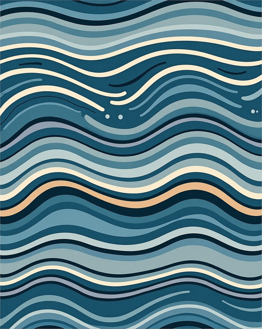 Abstract Blue Wave Pattern Design Rug