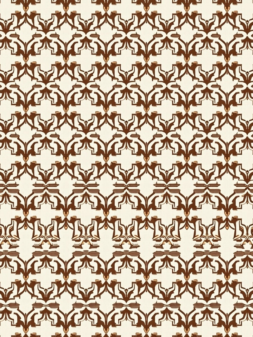 Rich Brown Abstract Geometric Swirl Pattern Rug