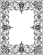 Ornate Black Swirl Corner Border Design Rug