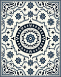 Navy Blue Floral Intricate Medallion Rug