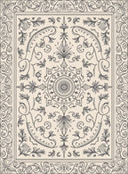 Ornate Floral Scrollwork Design Rug