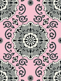 Pink Gray Floral Mandala Pattern Rug
