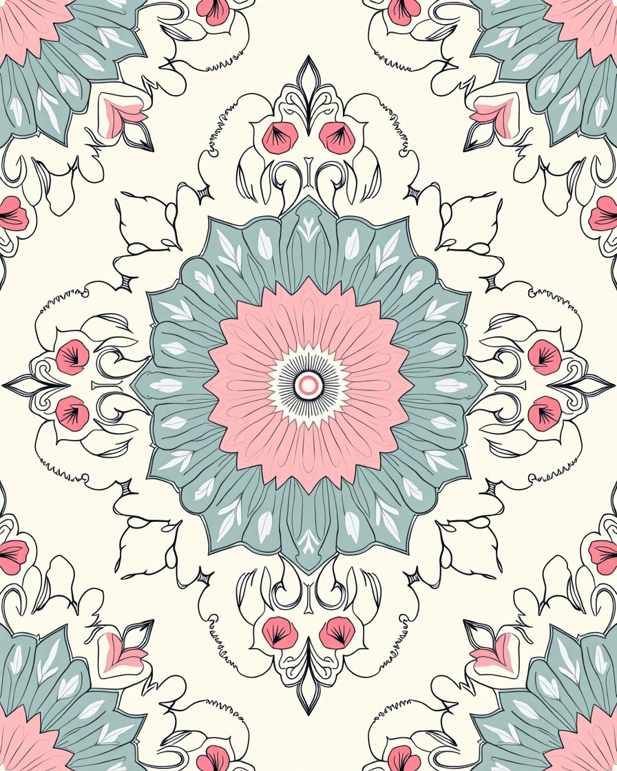 Intricate Mandala Floral Pattern Rug