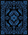 Vintage Blue Floral Frame Pattern Rug
