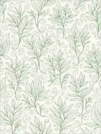 Delicate Green Leaf Vine Scroll Pattern Rug