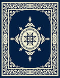 Deep Blue Cream Ornate Classic Rug