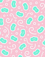 Playful Pink Teal Amoeba Swirls Rug