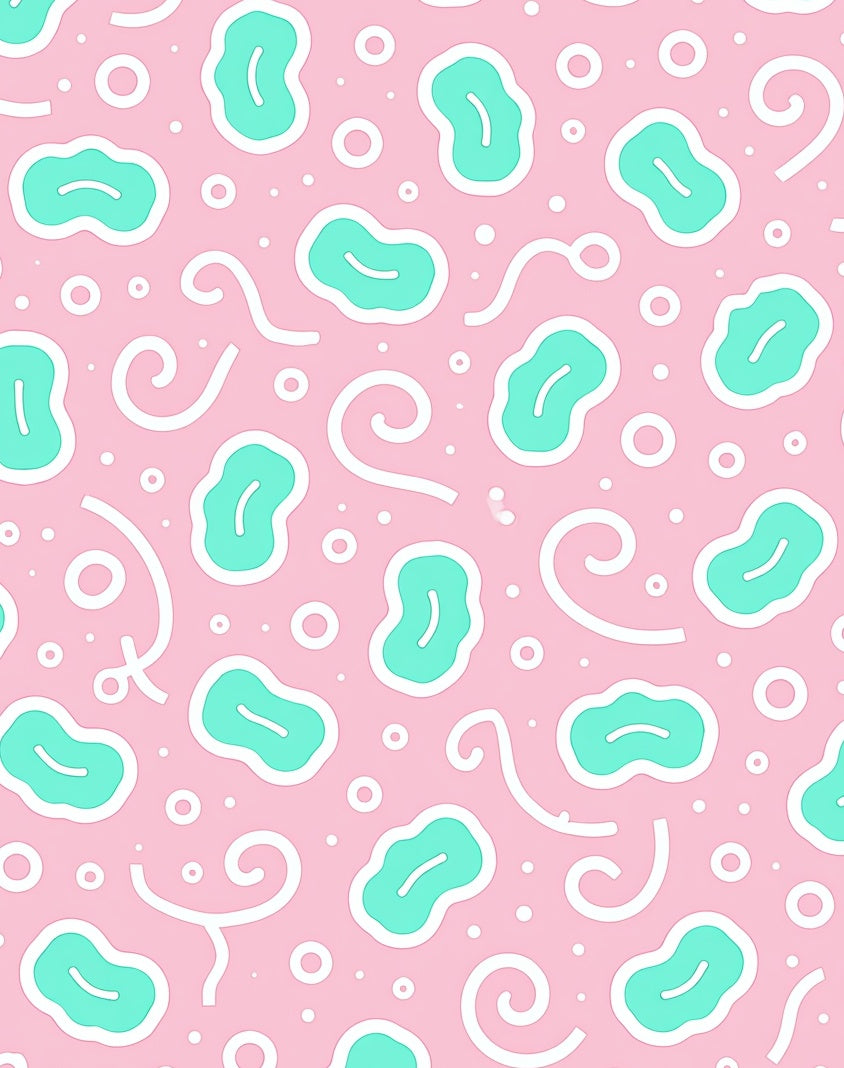 Playful Pink Teal Amoeba Swirls Rug