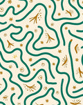 Curved Lines Whimsical Elements Pattern Rug