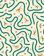 Curved Lines Whimsical Elements Pattern Rug