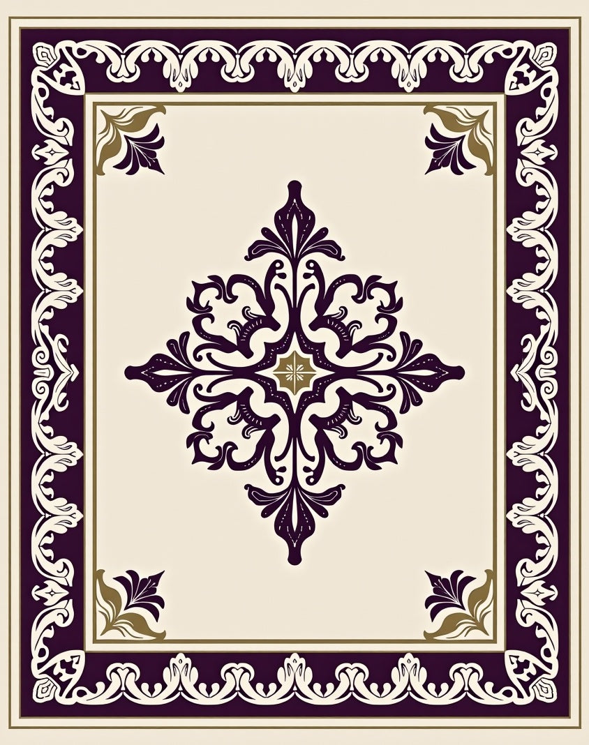 Elegant Floral Scrollwork Motif Rug