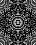 Intricate White Floral Mandala Pattern Rug
