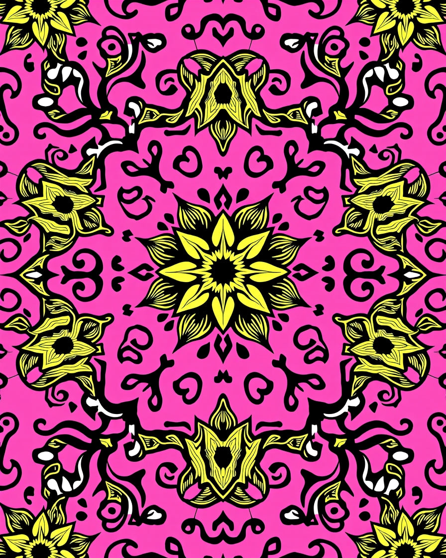 Pink Floral Mandala Pattern Design Rug