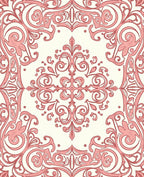 Elegant Pink Floral Scroll Pattern Rug