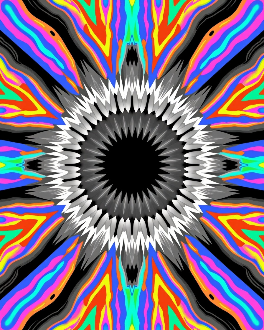 Radiant Psychedelic Sunburst Pattern Rug
