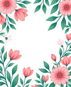 Coral Floral Botanical Pattern Rug