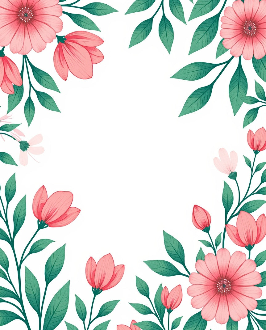 Coral Floral Botanical Pattern Rug