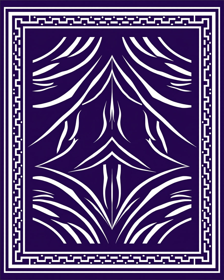 Abstract White Swirls In Deep Blue Rug