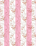 Pink White Stripe Floral Line Art Rug