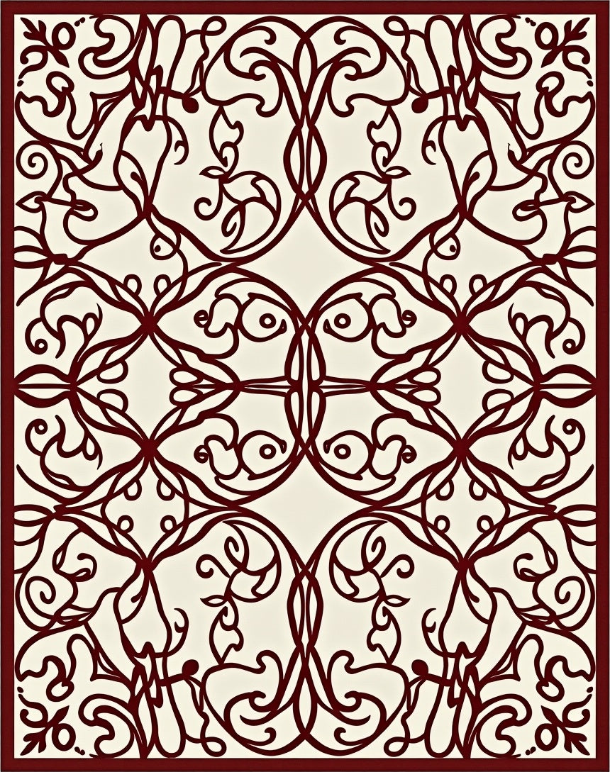 Elaborate Scrollwork Floral Lace Design Rug