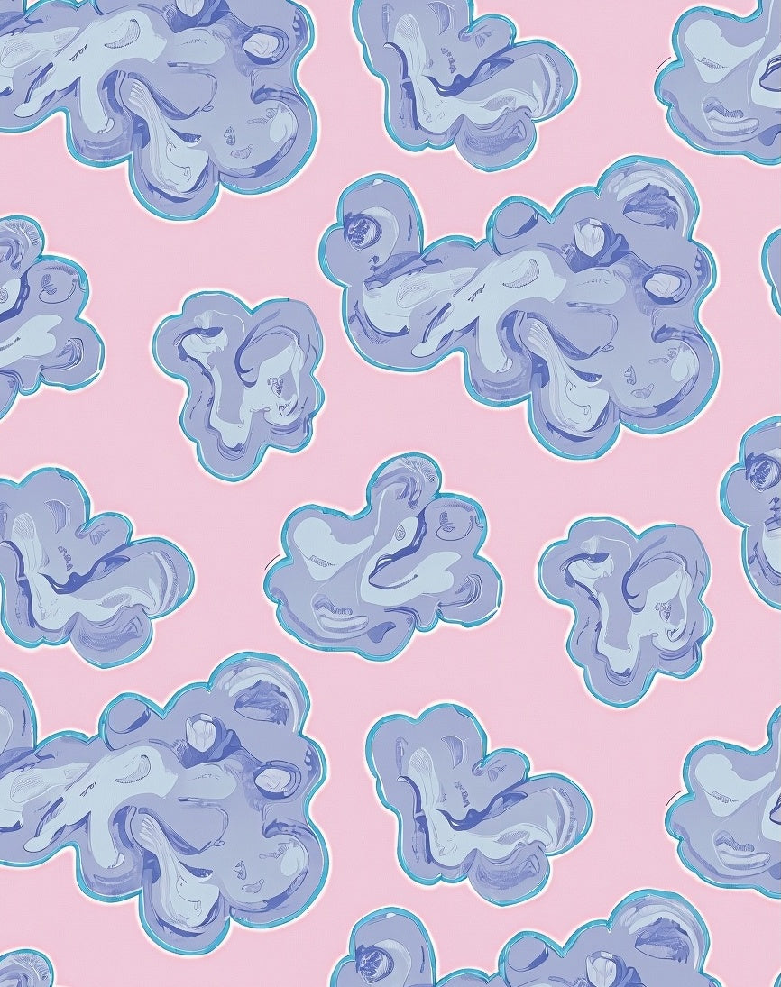 Abstract Cloud-Like Swirl Pattern Rug