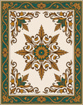 Ornate Floral Border Design Rug