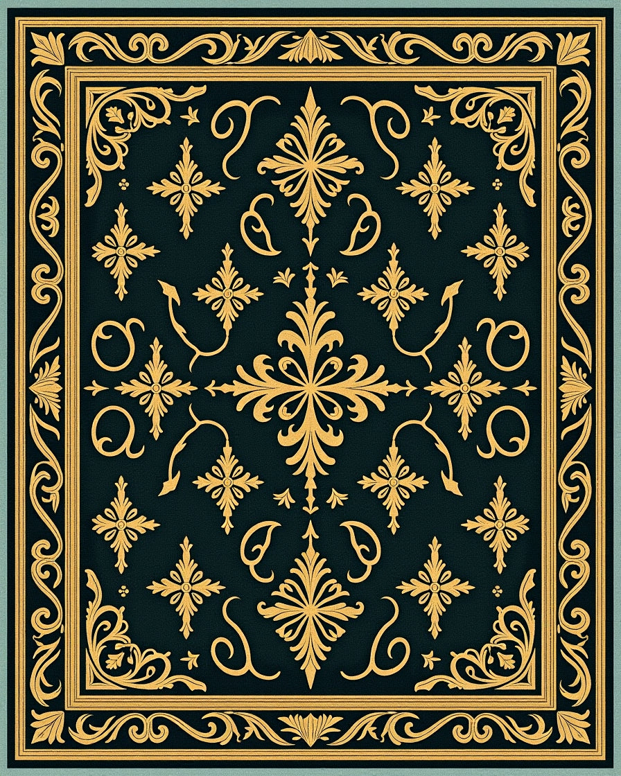 Golden Floral Medallion Pattern Rug