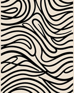 Abstract Wavy Black Line Pattern Rug
