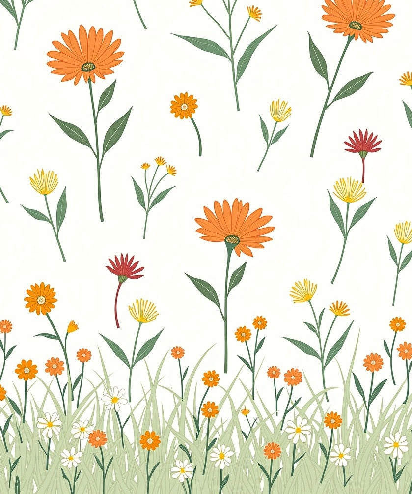 Whimsical Floral Meadow Pattern Rug